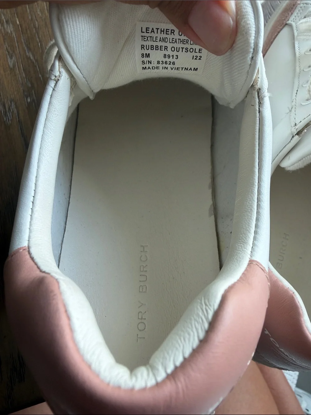 Tory Burch White Sneakers with Blush Pink Accents